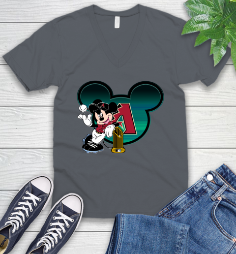 MLB Arizona Diamondbacks The Commissioner's Trophy Mickey Mouse Disney V-Neck T-Shirt 5