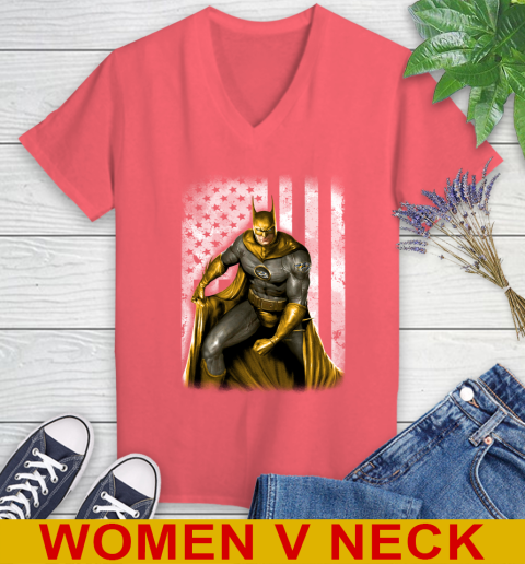 Nashville Predators NHL Hockey Batman DC American Flag Shirt Women's V-Neck T-Shirt 6