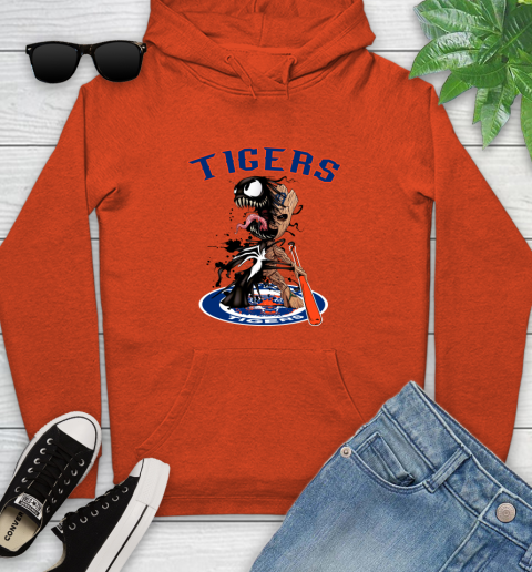 MLB Detroit Tigers Baseball Venom Groot Guardians Of The Galaxy Youth Hoodie 5
