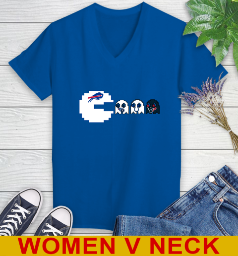 Buffalo Bills NFL Football Pac Man Champion Women's V-Neck T-Shirt 11