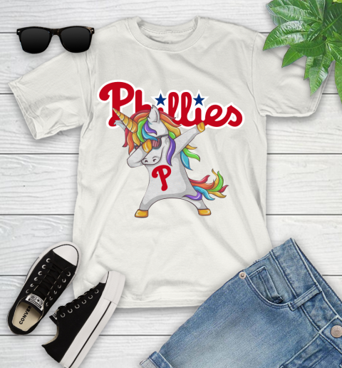 Philadelphia Phillies MLB Baseball Funny Unicorn Dabbing Sports Youth T-Shirt