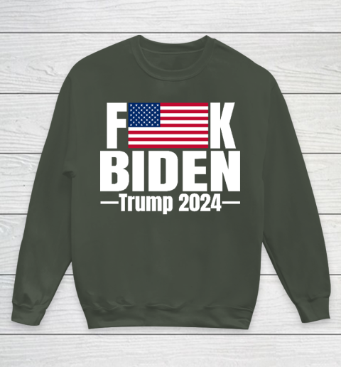 Fuck Biden American Flag Trump 2024 Youth Sweatshirt 8