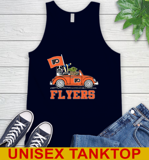 NHL Hockey Philadelphia Flyers Darth Vader Baby Yoda Driving Star Wars Shirt Tank Top 3