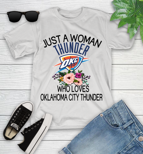 NBA Just A Woman Who Loves Oklahoma City Thunder Basketball Sports Youth T-Shirt