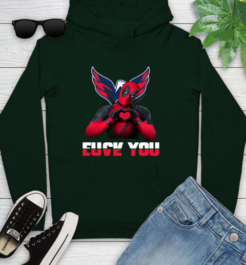 NHL Washington Capitals Deadpool Love You Fuck You Hockey Sports Youth Hoodie 14