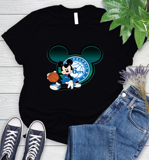 NBA Philadelphia 76ers Mickey Mouse Disney Basketball Women's T-Shirt 2