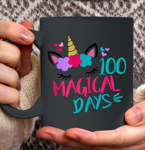Kids 100 Magical Days Cute 100 Days of School Girls Unicorn Ceramic Mug 11oz