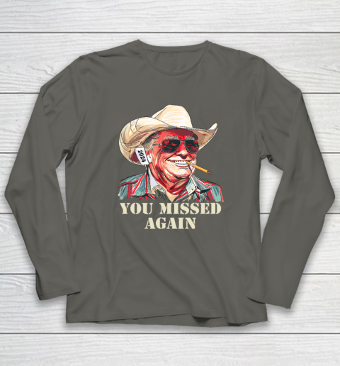 Western Trump Cowboy You Missed Again Long Sleeve T-Shirt 4