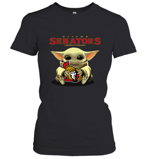 Baby Yoda Hugs The Ottawa Senators Ice Hockey Women's T-Shirt