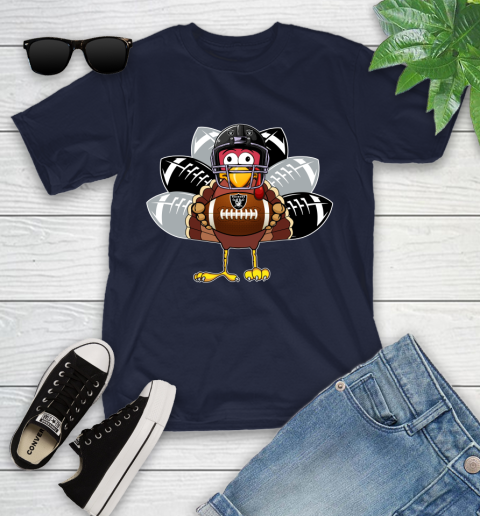 Oakland Raiders Turkey Thanksgiving Day Youth T-Shirt 3