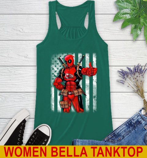 NFL Football Kansas City Chiefs Deadpool American Flag Shirt Racerback Tank 5