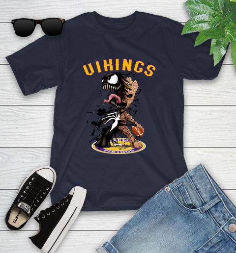 NFL Minnesota Vikings Football Venom Groot Guardians Of The Galaxy Youth T-Shirt 3