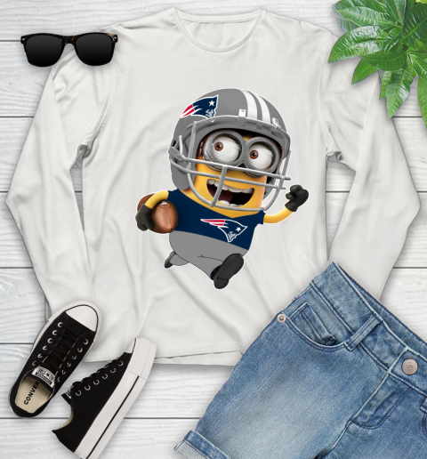 NFL New England Patriots Minions Disney Football Sports Youth Long Sleeve 12