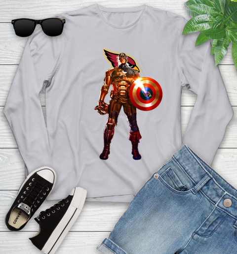 NFL Captain America Marvel Avengers Endgame Football Sports Arizona Cardinals Youth Long Sleeve 5