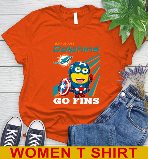 NFL Football Miami Dolphins Captain America Marvel Avengers Minion Shirt Women's T-Shirt 3