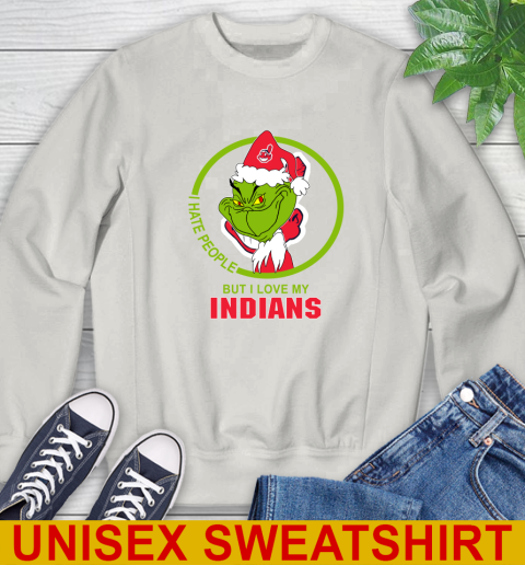 Cleveland Indians MLB Christmas Grinch I Hate People But I Love My Favorite Baseball Team Sweatshirt 12
