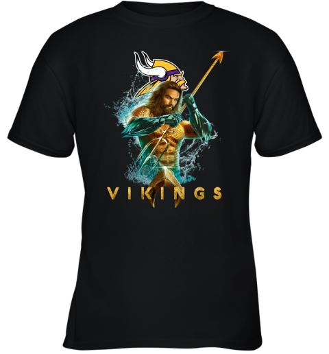 NFL Minnesota Vikings Aquaman DC Football Sports OYKpExJUZCT youth t shirt 26 95 151514 front black
