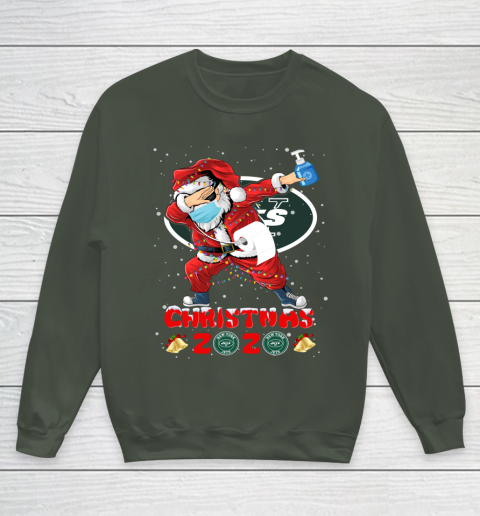 New York Jets Funny Santa Claus Dabbing Christmas 2020 NFL Youth Sweatshirt 8