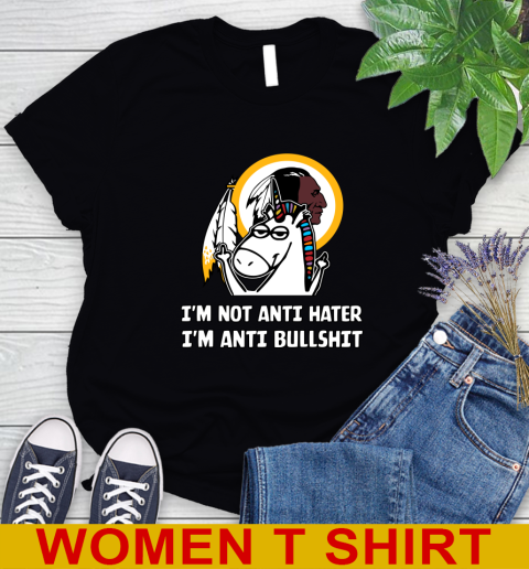 Washington Redskins NFL Football Unicorn I'm Not Anti Hater I'm Anti Bullshit Women's T-Shirt 2