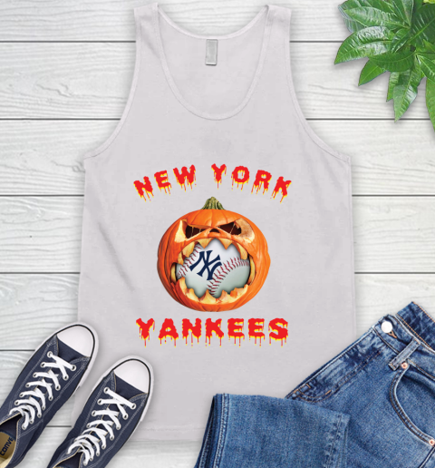 MLB New York Yankees Halloween Pumpkin Baseball Sports Tank Top