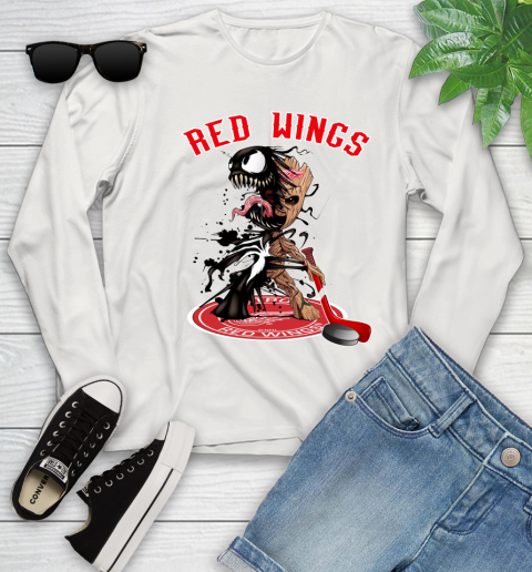 NHL Detroit Red Wings Hockey Venom Groot Guardians Of The Galaxy Youth Long Sleeve 12