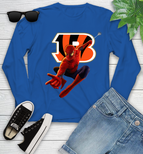 NFL Spider Man Avengers Endgame Football Cincinnati Bengals Youth Long Sleeve - Image 10