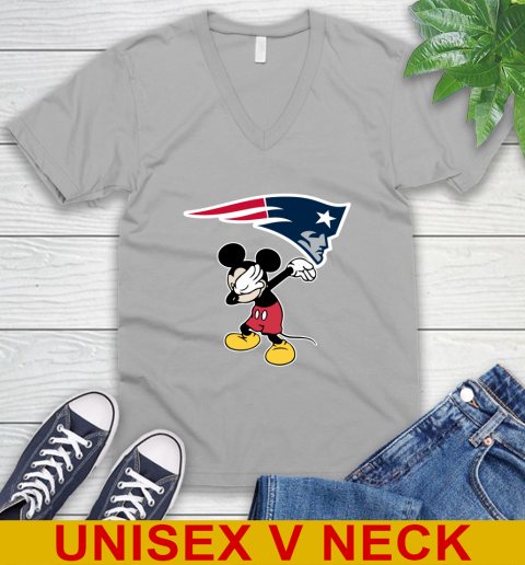 New England Patriots NFL Football Dabbing Mickey Disney Sports V-Neck T-Shirt 4