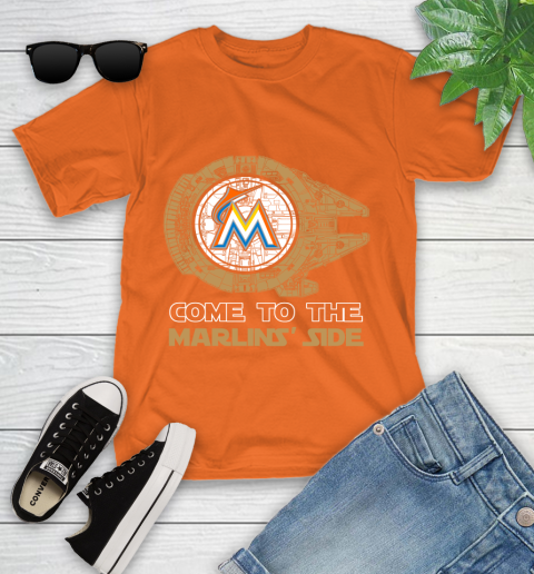 MLB Come To The Miami Marlins Side Star Wars Baseball Sports Youth T-Shirt 9