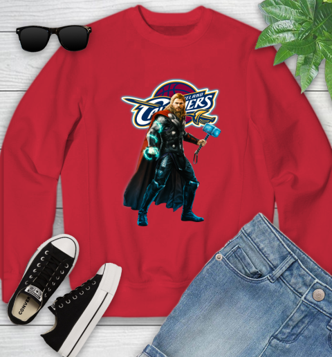 NBA Thor Avengers Endgame Basketball Cleveland Cavaliers Youth Sweatshirt 9