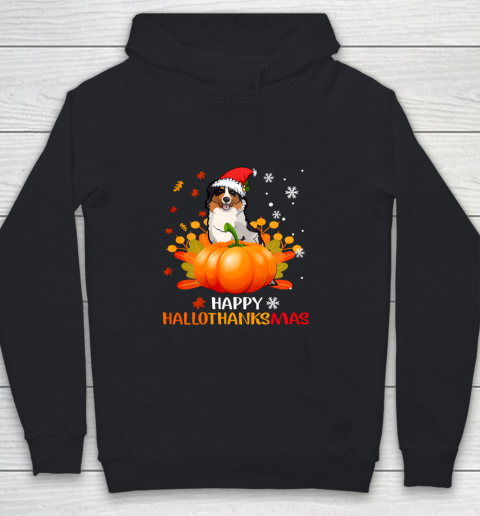 Autralian Shepherd Halloween Christmas Happy Hallothanksmas Youth Hoodie