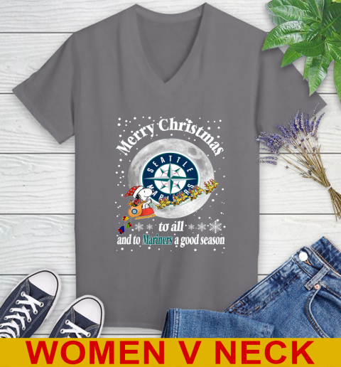 Seattle Mariners Merry Christmas To All And To Mariners A Good Season MLB Baseball Sports Women's V-Neck T-Shirt 11