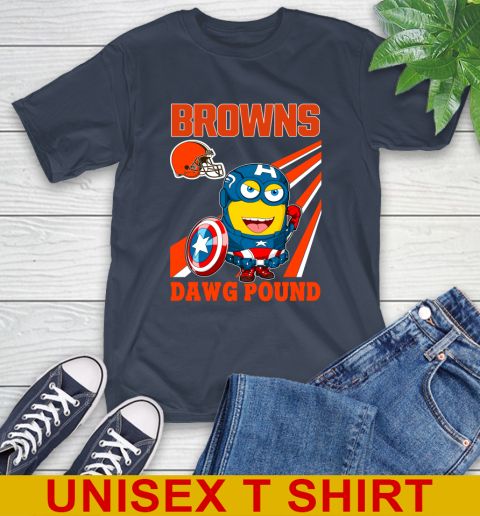 NFL Football Cleveland Browns Captain America Marvel Avengers Minion Shirt T-Shirt - Image 4
