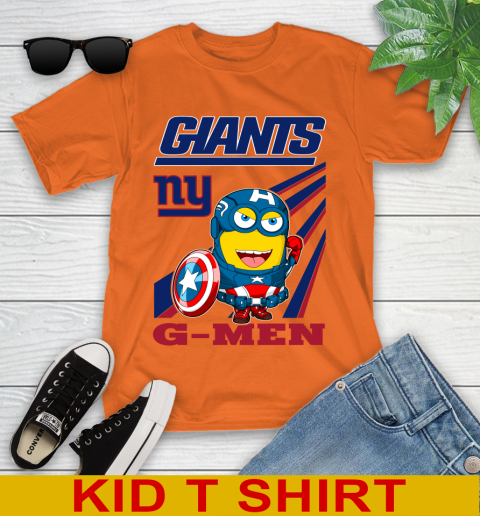 NFL Football New York Giants Captain America Marvel Avengers Minion Shirt Youth T-Shirt 8