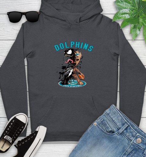 NFL Miami Dolphins Football Venom Groot Guardians Of The Galaxy Youth Hoodie 8