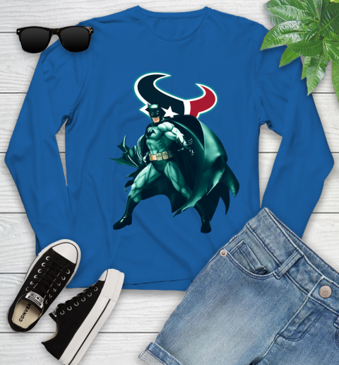 NFL Batman Football Sports Houston Texans Youth Long Sleeve 9