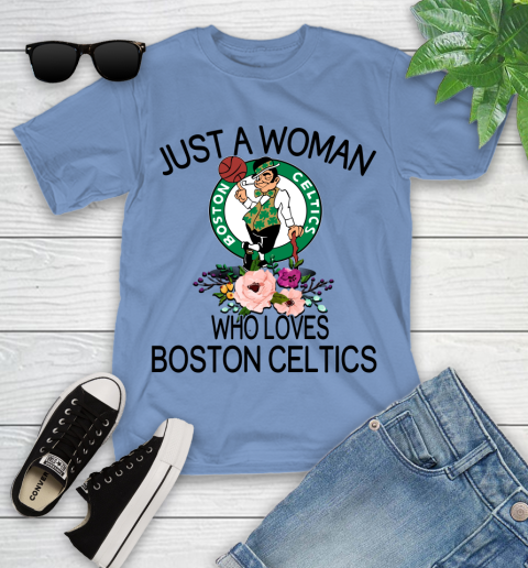 NBA Just A Woman Who Loves Boston Celtics Basketball Sports Youth T-Shirt 9
