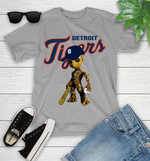 MLB Detroit Tigers Groot Guardians Of The Galaxy Baseball Youth T-Shirt 4