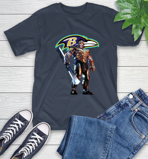 NFL Thanos Gauntlet Avengers Endgame Football Baltimore Ravens T-Shirt 4