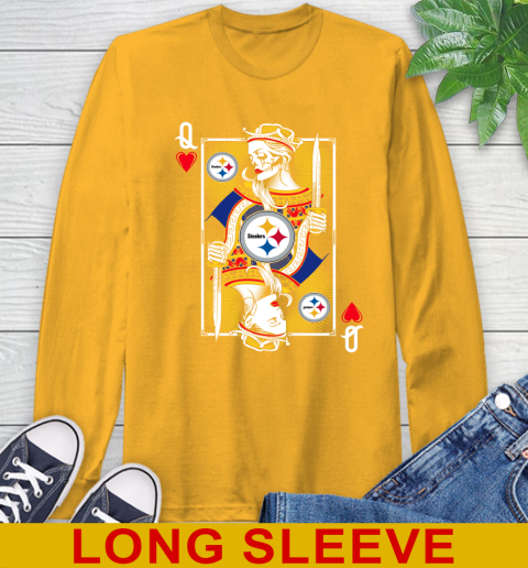NFL Football Pittsburgh Steelers The Queen Of Hearts Card Shirt Long Sleeve T-Shirt 2