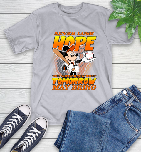 Baltimore Orioles MLB Baseball Mickey Disney Never Lose Hope T-Shirt 6