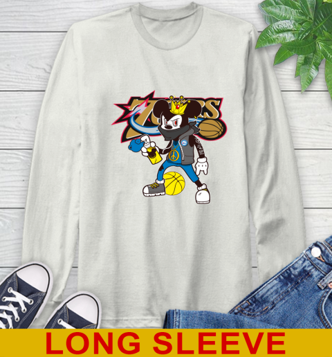 Philadelphia 76ers NBA Basketball Mickey Peace Sign Sports Long Sleeve T-Shirt 12