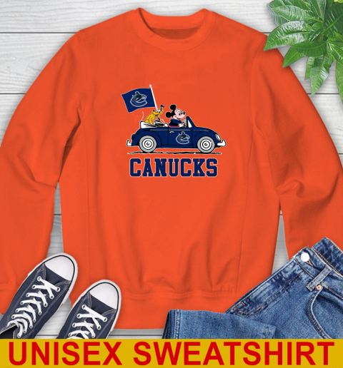 NHL Hockey Vancouver Canucks Pluto Mickey Driving Disney Shirt Sweatshirt 4