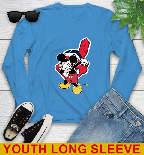 Cleveland Indians MLB Baseball Dabbing Mickey Disney Sports Youth Long Sleeve 8