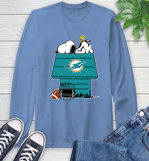 Miami Dolphins NFL Football Snoopy Woodstock The Peanuts Movie Long Sleeve T-Shirt 11