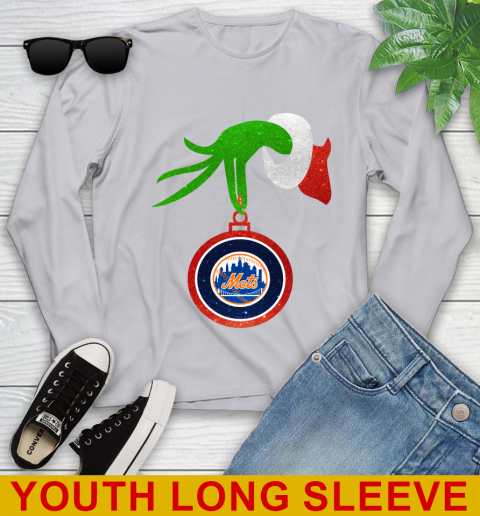 New York Mets Grinch Merry Christmas MLB Baseball Youth Long Sleeve 6