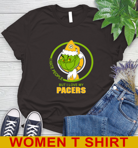 Indiana Pacers NBA Christmas Grinch I Hate People But I Love My Favorite Basketball Team Women's T-Shirt 8