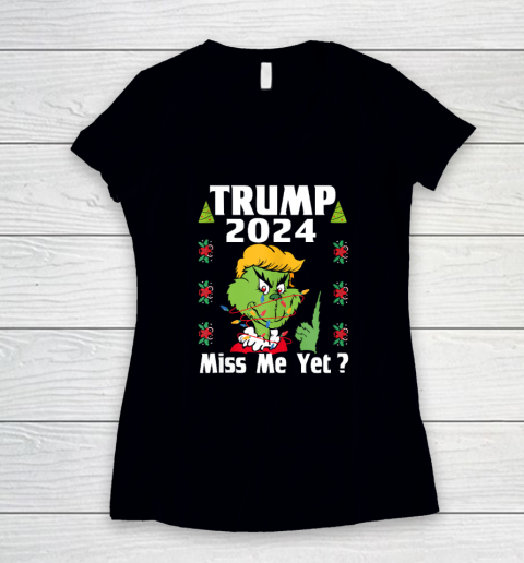 Trump Shirt Miss Me Yet Donald 2024 I'll Be Back Patriotic Women's V-Neck T-Shirt