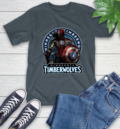 Minnesota Timberwolves NBA Basketball Captain America Thor Spider Man Hawkeye Avengers T-Shirt 9