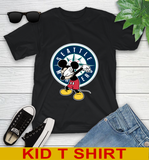 Seattle Mariners MLB Baseball Dabbing Mickey Disney Sports Youth T-Shirt 2
