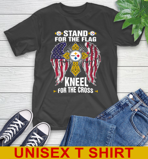 NFL Football Pittsburgh Steelers Stand For Flag Kneel For The Cross Shirt T-Shirt